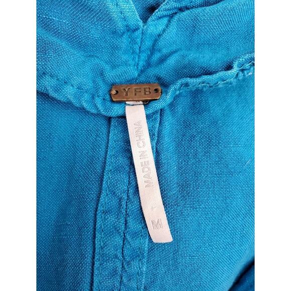 YFB Vest Top Sz Medium Linen Blend Button Up Fisherman Festival Western - Picture 7 of 9